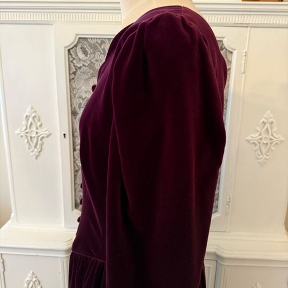 Vintage Laura Ashley Cranberry Velvet Dress - Picture 9 of 16